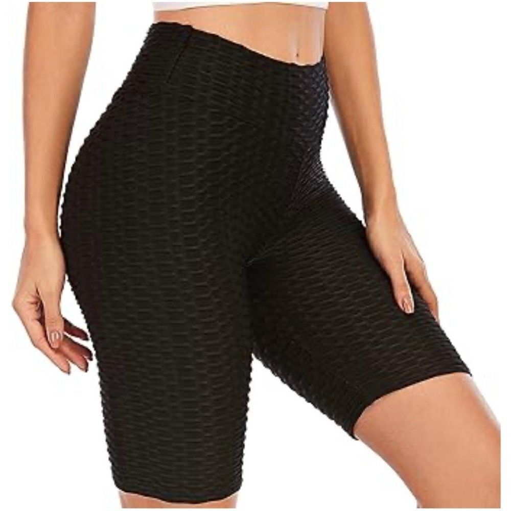 Hy-Impact Peach Contour Sports Black Textured Bicycle Short Size L